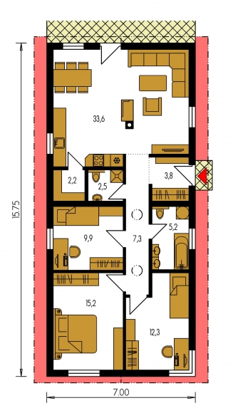 Floor plan of ground floor - BUNGALOW 184